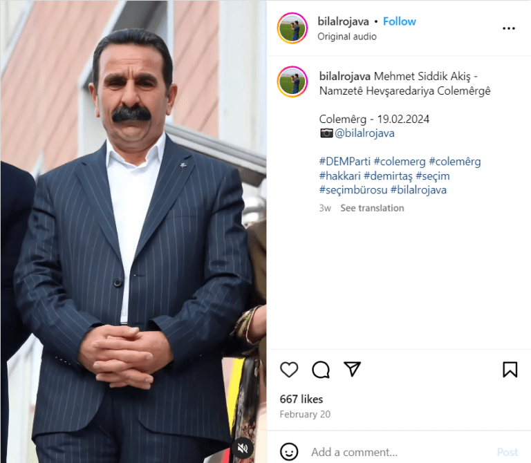 Mehmet Sıddık Akış Hakkari Belediye Eş Başkan Adayı